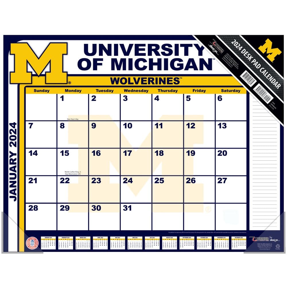 Michigan Wolverines 2024 Desk Pad