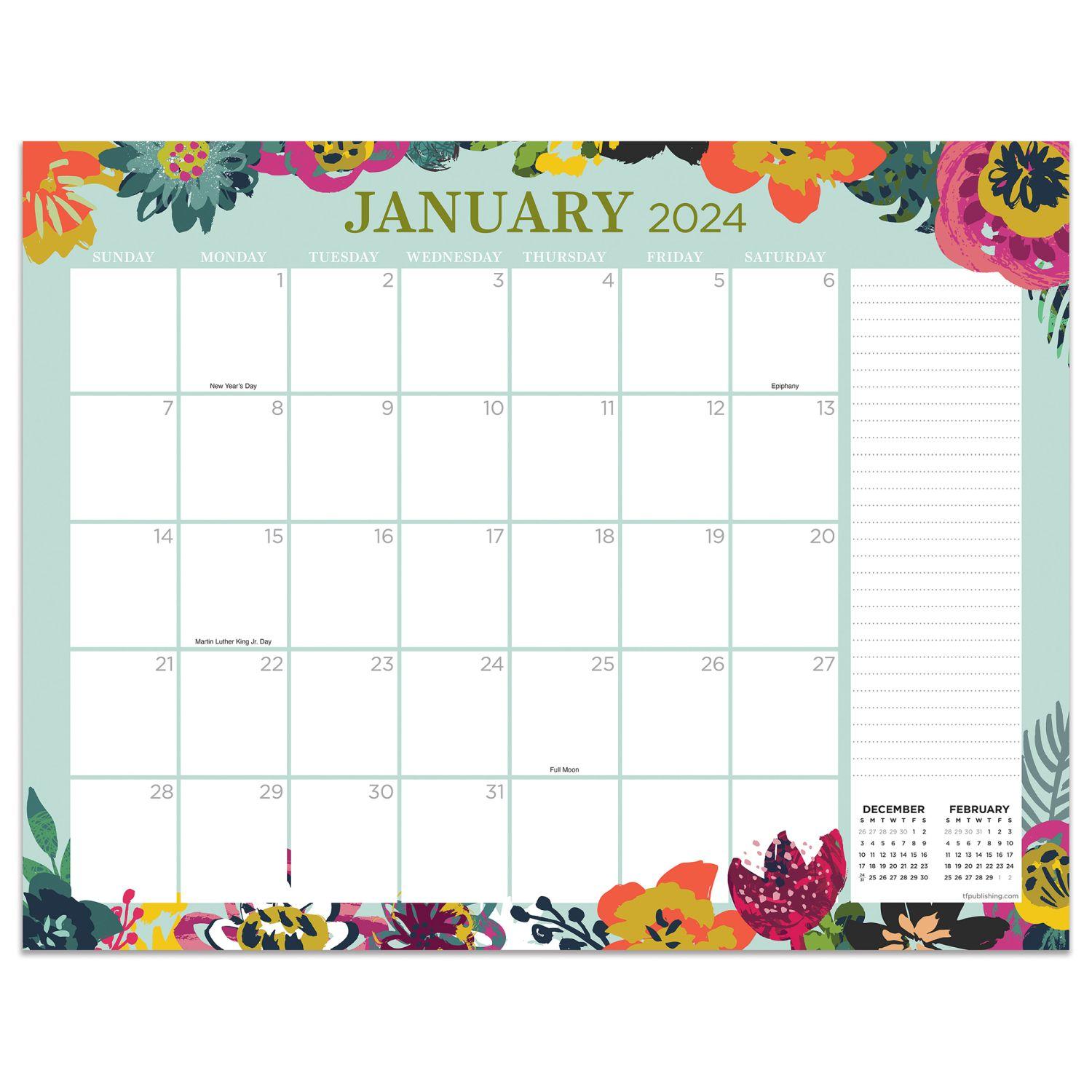 Floral Stripe 2024 Desk Pad