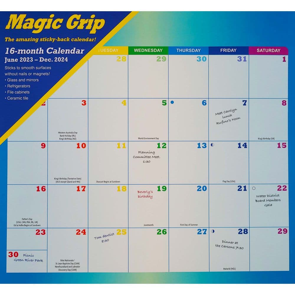 Rainbow Jumbo Magic Grip 2024 Wall Calendar