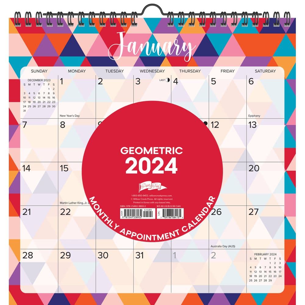 Geometric Spiral Art 2024 Wall Calendar