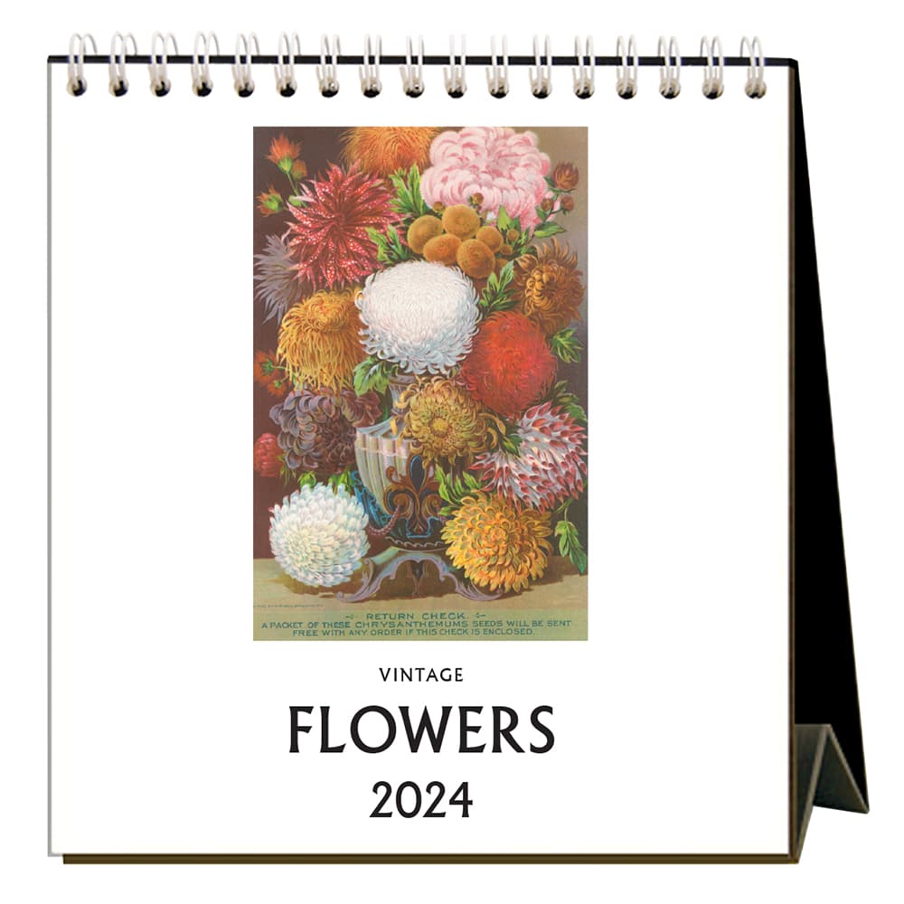 Flowers Nostalgic 2024 Easel Desk Calendar