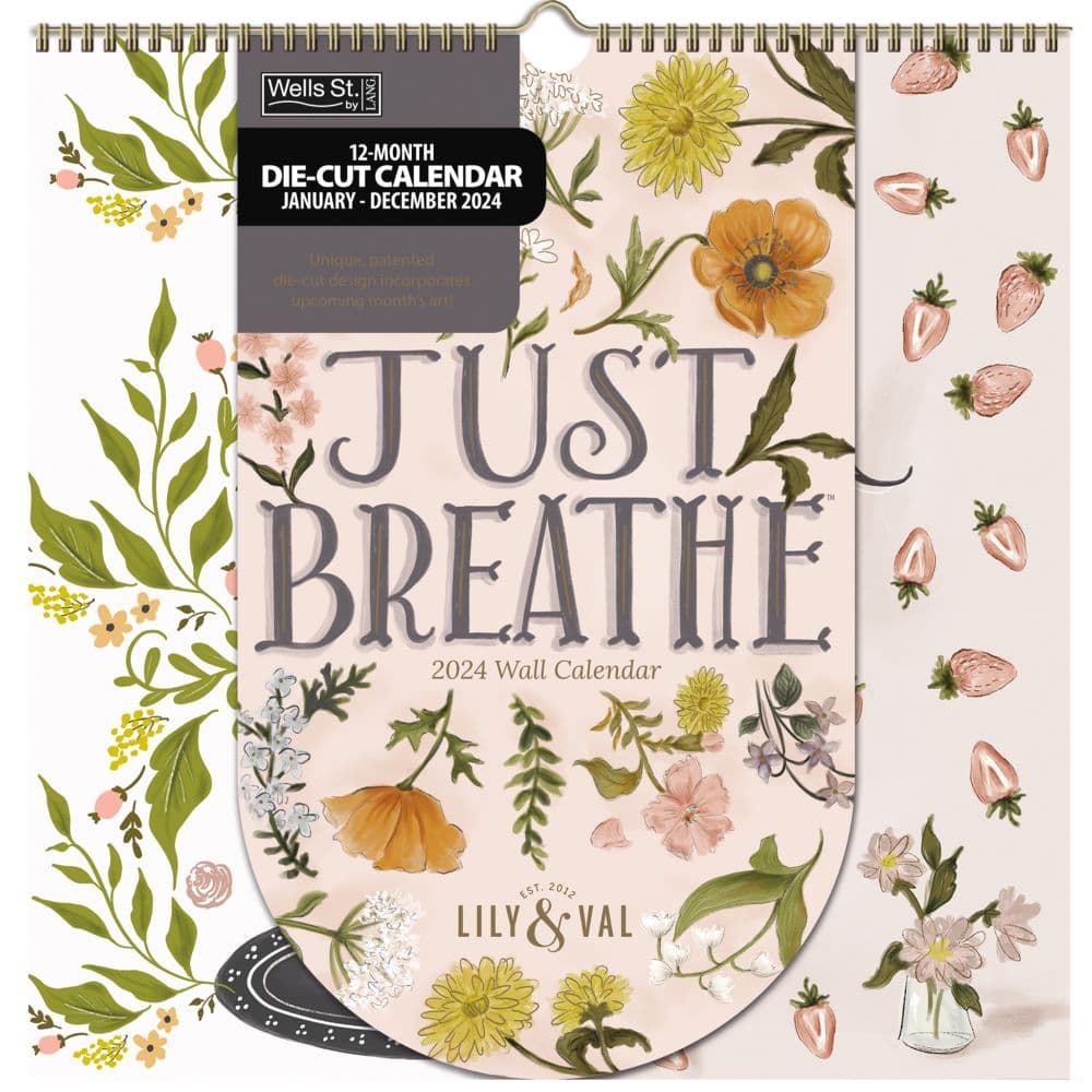 Just Breathe Die Cut Spiral 2024 Wall Calendar