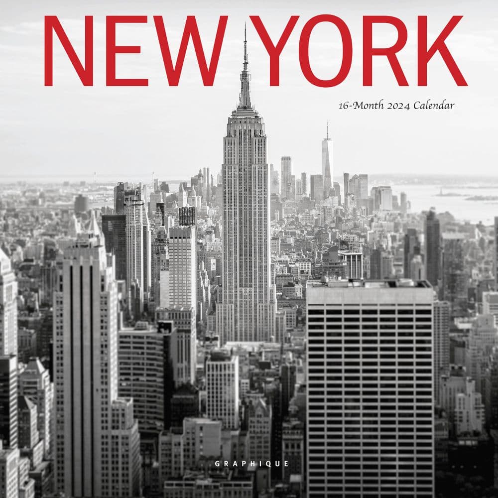 New York B&W 2024 Mini Wall Calendar