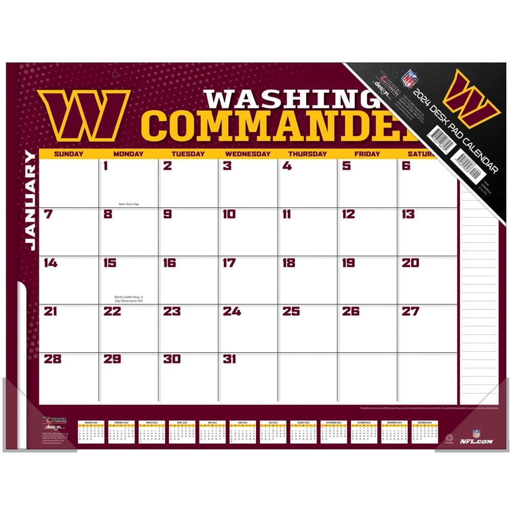 NFL Washington Football Team 2024 Desk Pad