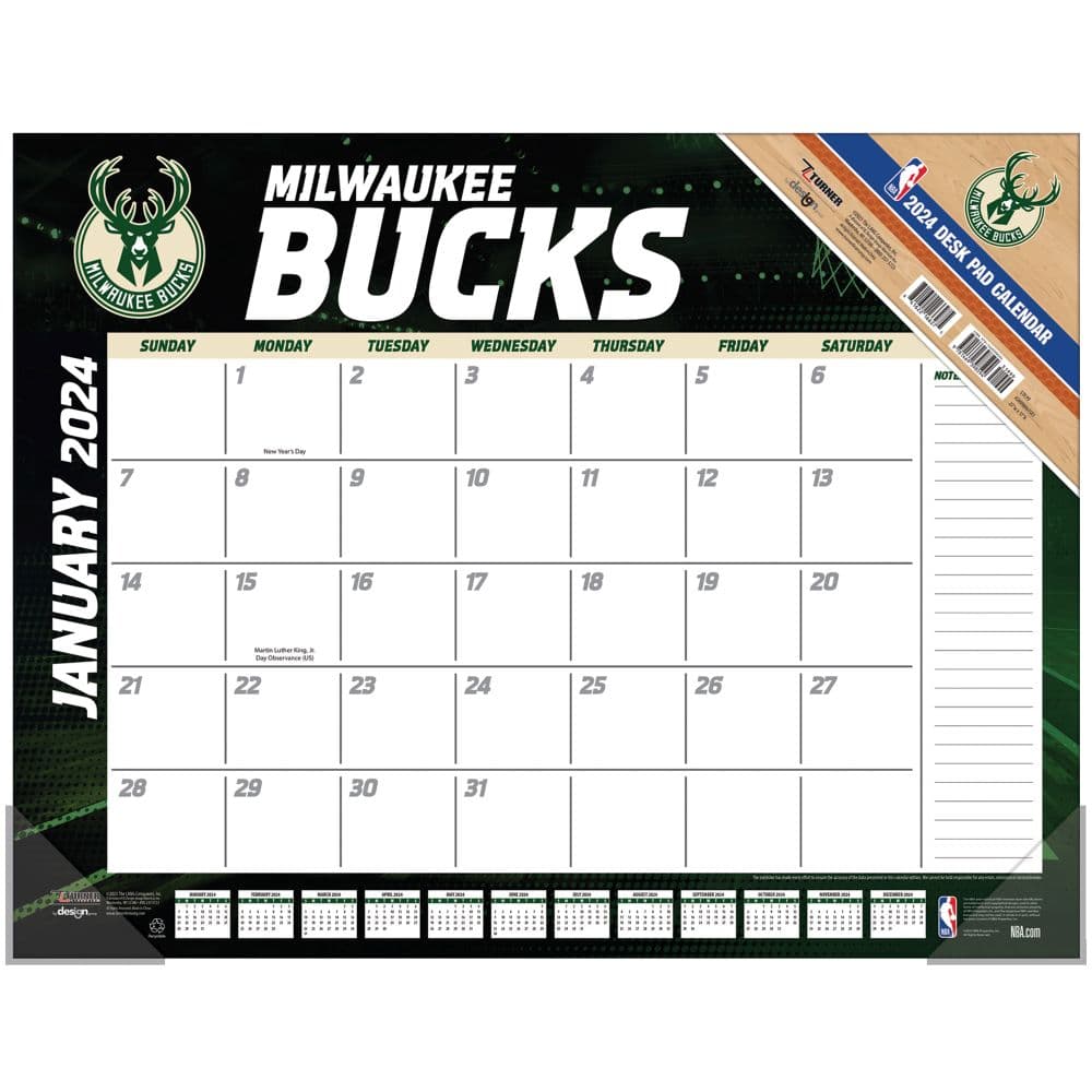 NBA Milwaukee Bucks 2024 Desk Pad