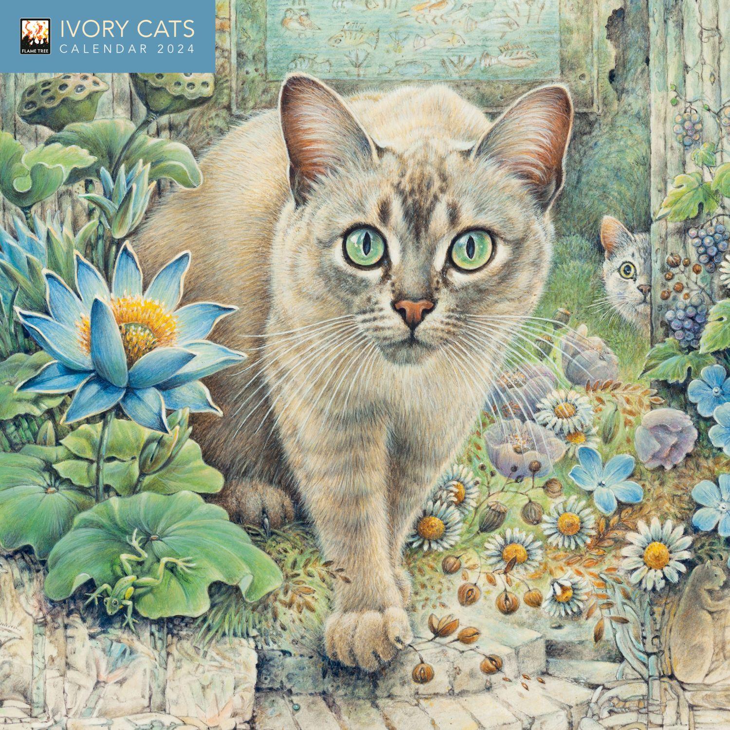 Ivory Cats 2024 Mini Wall Calendar